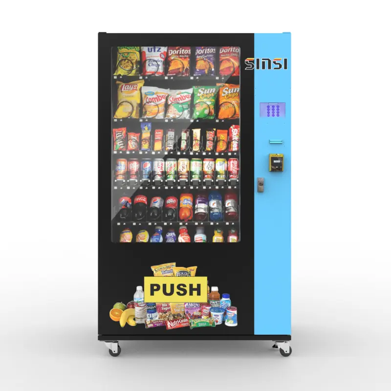 Venta caliente máquina expendedora snack bebida Comida Combo dispensar negro máquina expendedora automática con sistema de pago