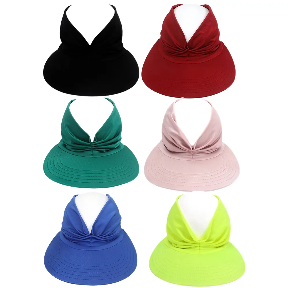 FF1461 Verão Proteção UV Praia Sun Hat Tênis Golf Sport Cap Womens UPF 50 + aba larga Sun Visor Hat