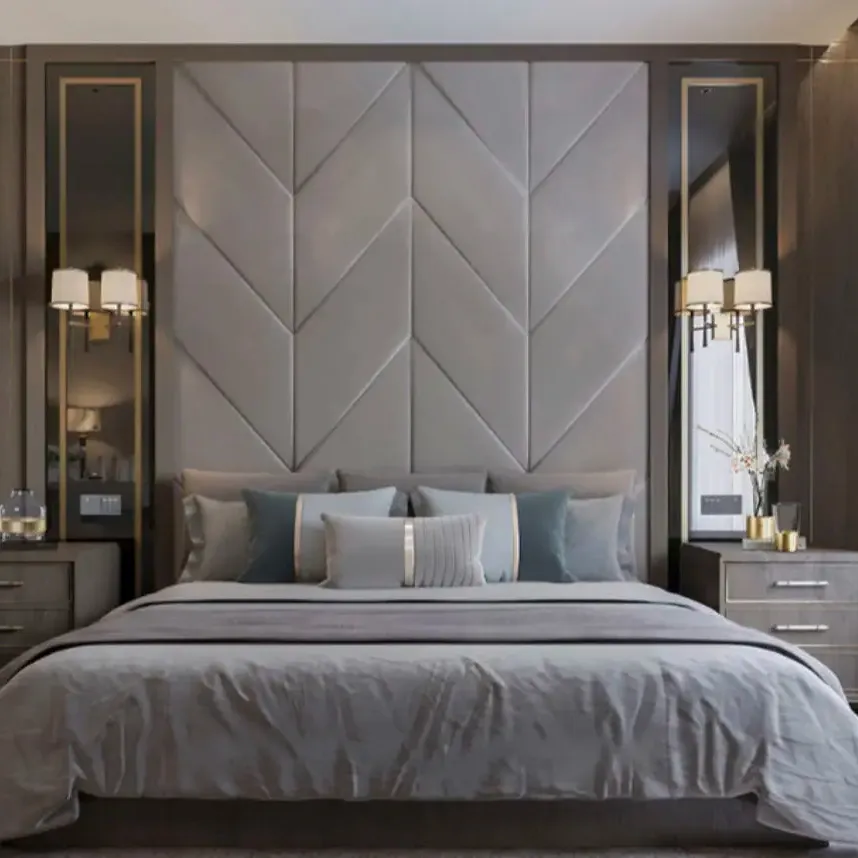 Panneaux muraux rembourrés en velours au design luxuriant tête de lit en tissu décoratif panneaux en cuir pour la décoration de chambre à coucher et d'hôtel