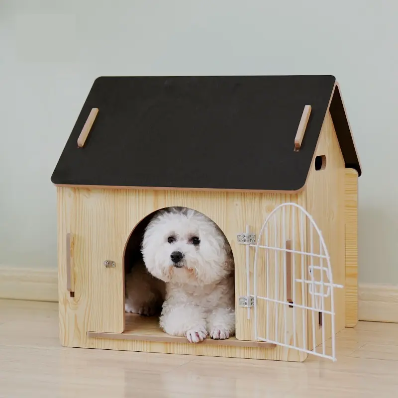 Satılık ayrılabilir DIY ahşap kulübesi köpek evi kapalı Pet kafesleri
