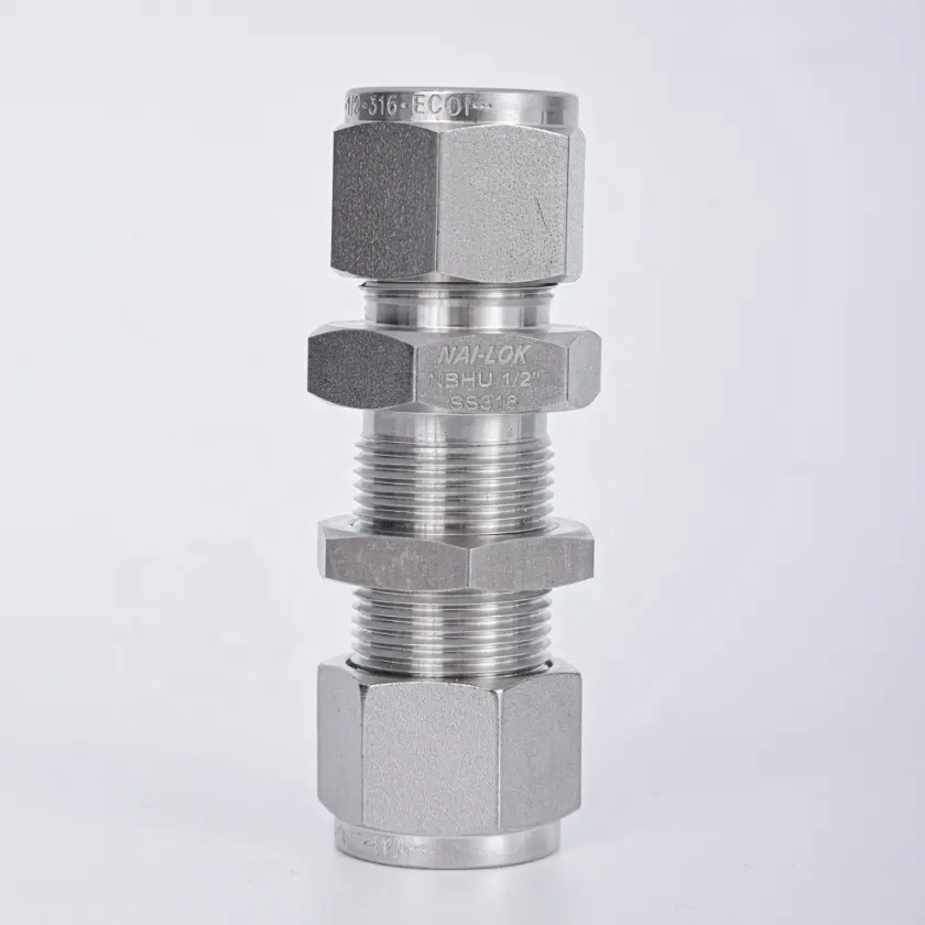 NAI-LOK Instrumentation Stainless Steel 316 Double Ferrule Compression Tube Fittings Bulkhead Union Elbow Connector