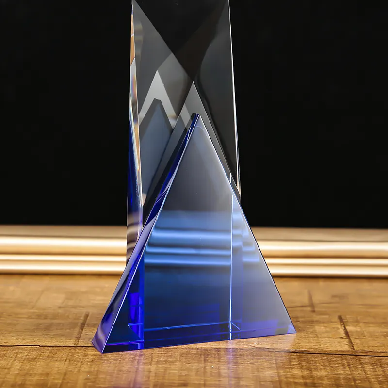 Ontwerp Blauwe Lege Kristallen Trofee Awards Glazen Trofeeën Voor Relatiegeschenk