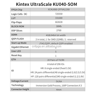 Placa de núcleo FPGA Puzhi Xilinx Kintex UltraScale + Placa de extensión FPGA kintex