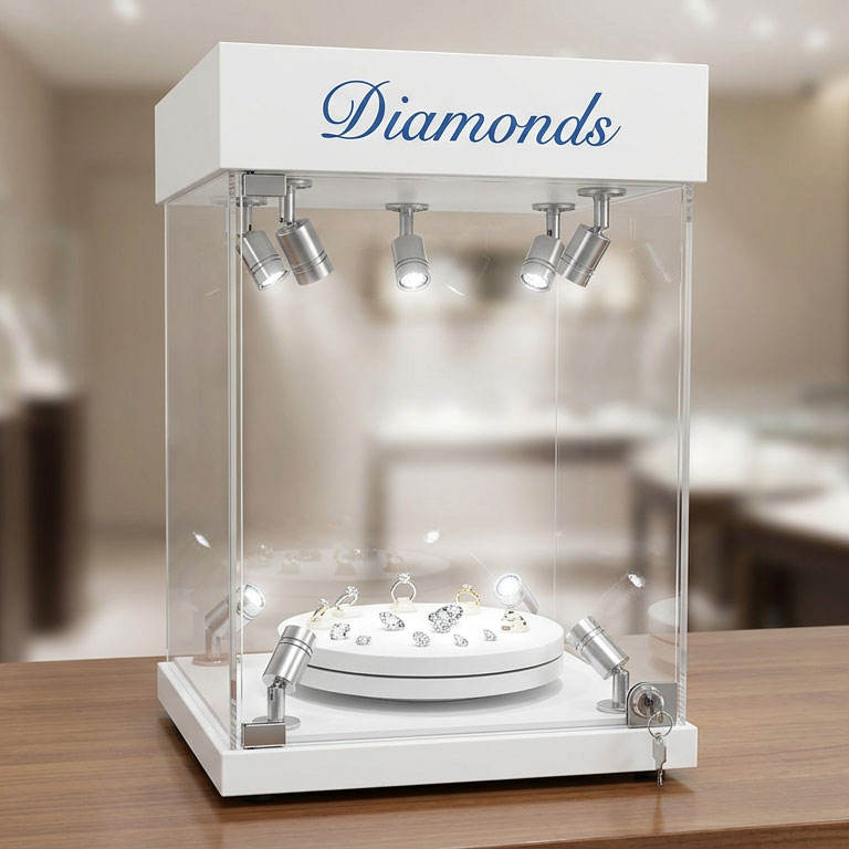 exhibición de joyería