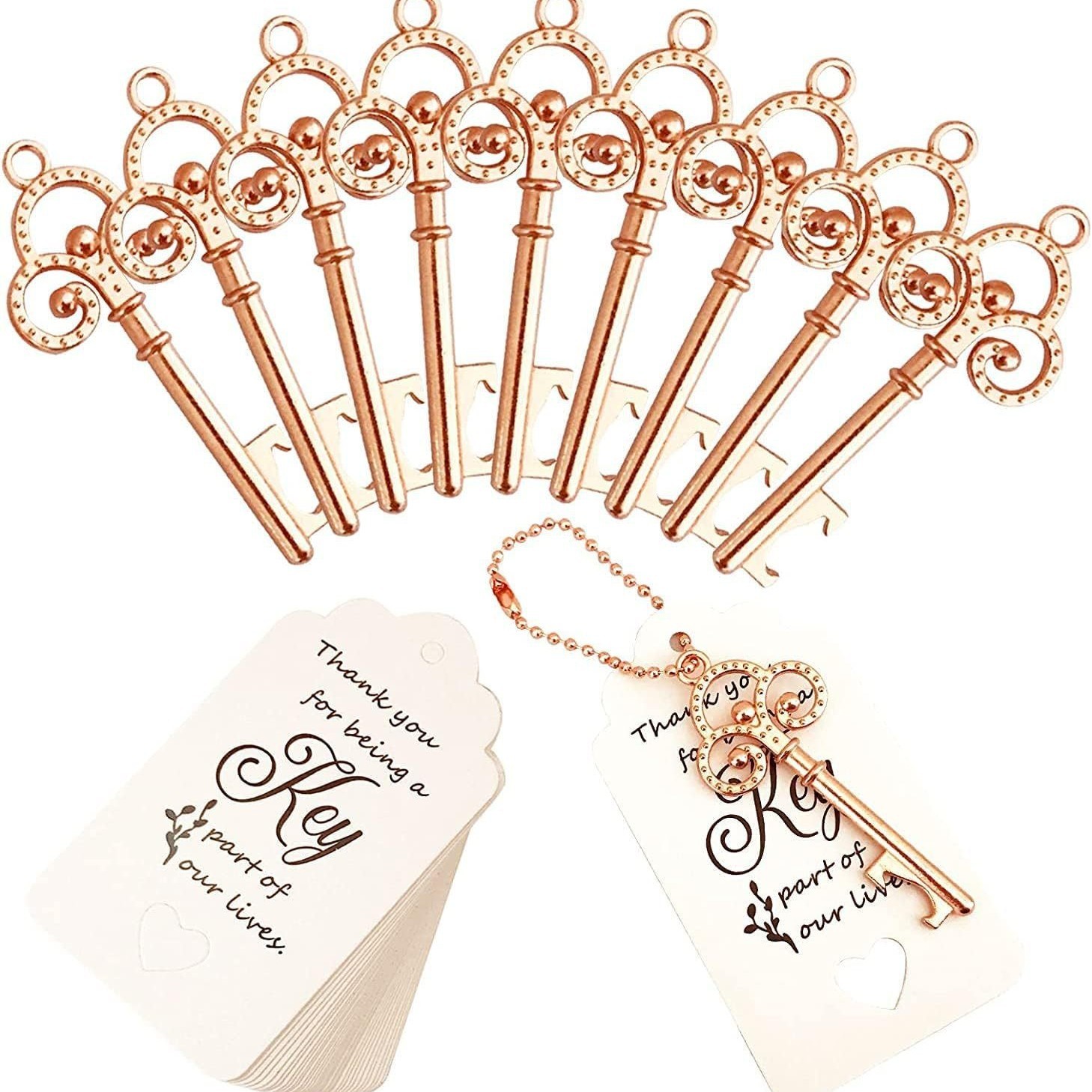 Lot de 10 chaînes à billes or rose