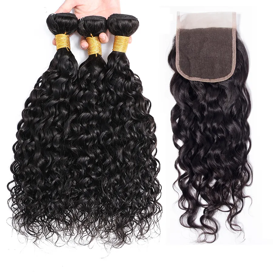 Burmese human hair bundles with closure water wave cuticle aligned raw virgin hair products for black women aliexpress