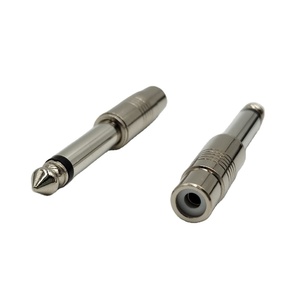 镀镍母RCA至公6.5毫米单声道插孔插头母RCA至6.3适配器银色1/4插孔适配器RCA至6.35毫米 - Product Image 5