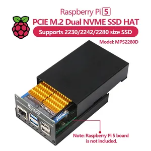 MPS2280D lampone Pi 5 PCIE M.2 doppio NVME SSD cappello supporto 2280/2242/2230 SSD personalizzato - Product Image 2