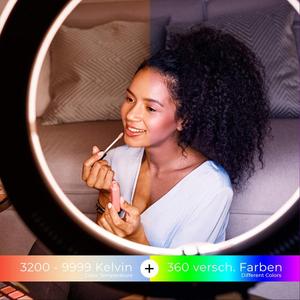 Lümen 90 W RGB LED halka ışık makyaj Selfie ve fotoğraf stüdyosu App kontrolü 3200 K-9999 K işletilen pil ve güç kaynağı - Product Image 4