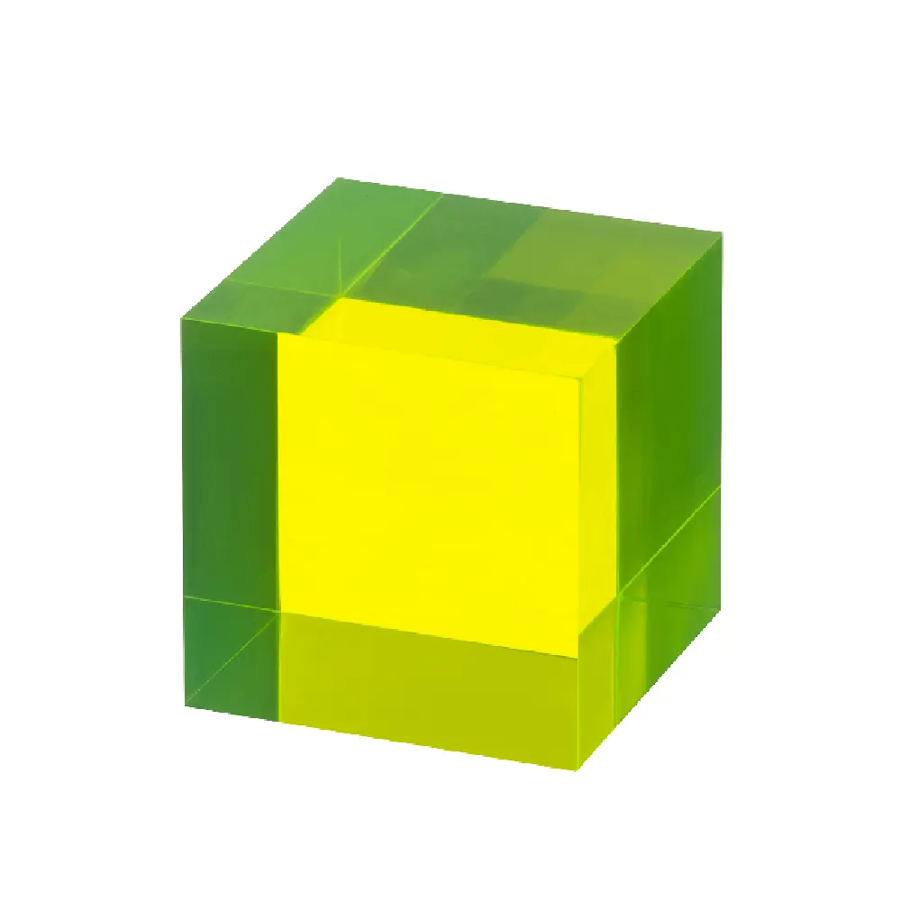 Vitrina de plexiglás de neón transparente, transparente, verde, 2 ", perspex, fluorescente, color acrílico, bloque sólido, 50mm