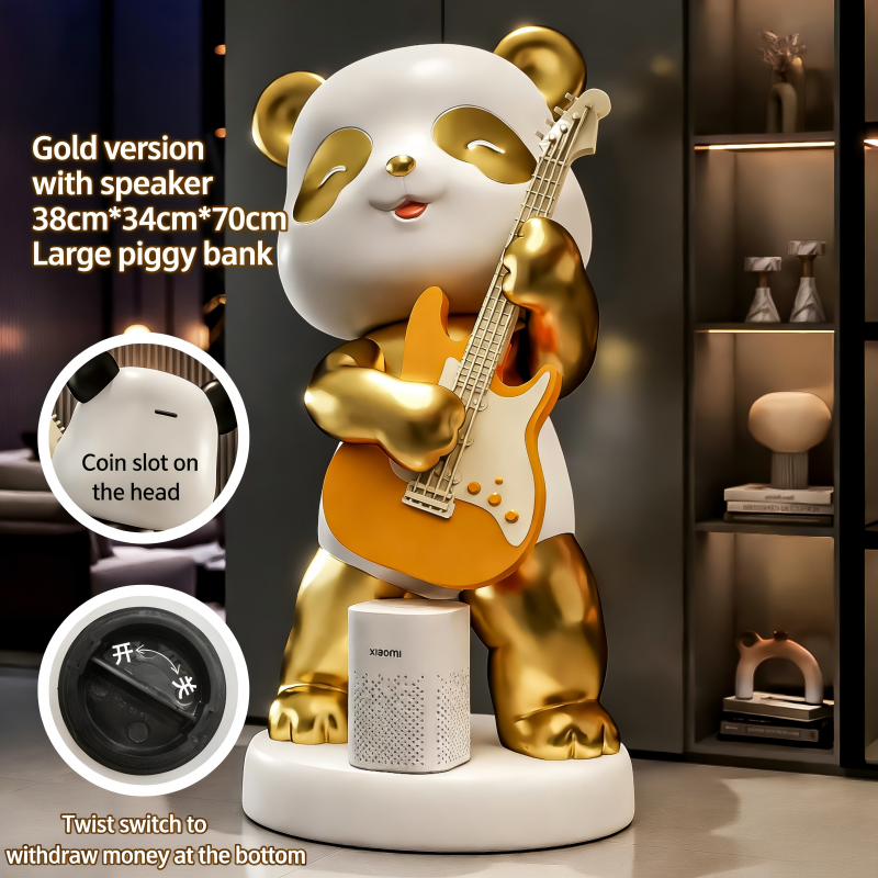 AKD6759J Panda Doré Jouant de la Guitare (avec Haut-Parleur Xiaoai)