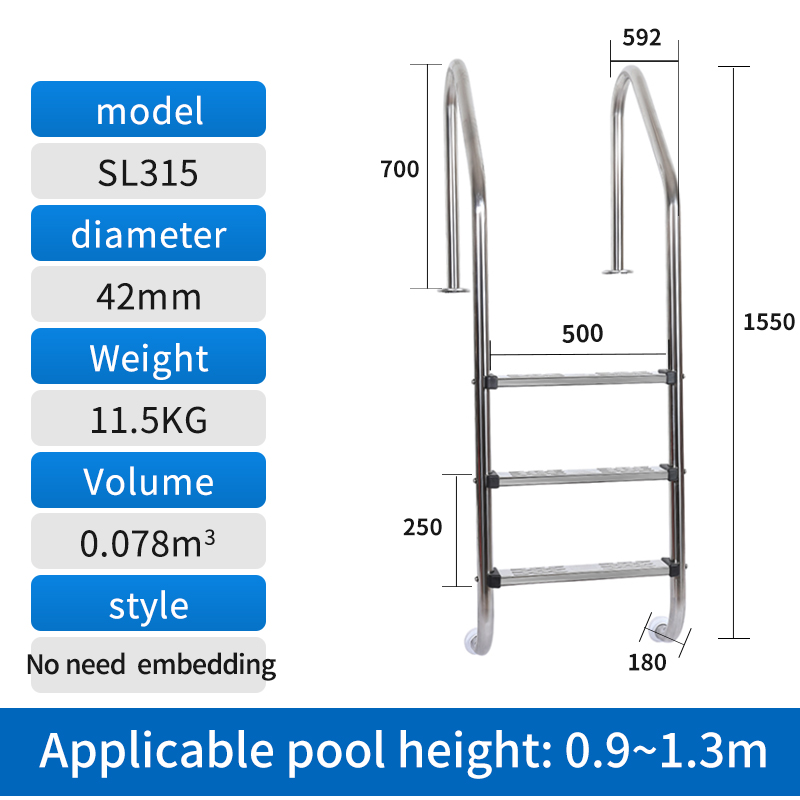 304#Échelle de piscine SL-315 Argent
