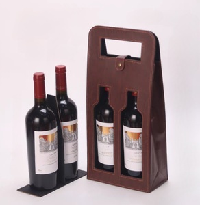 Botella de vino de vidrio individual con logotipo personalizado, caja de regalo de papel Kraft reciclado con ventana transparente para uso alimentario - Product Image 6