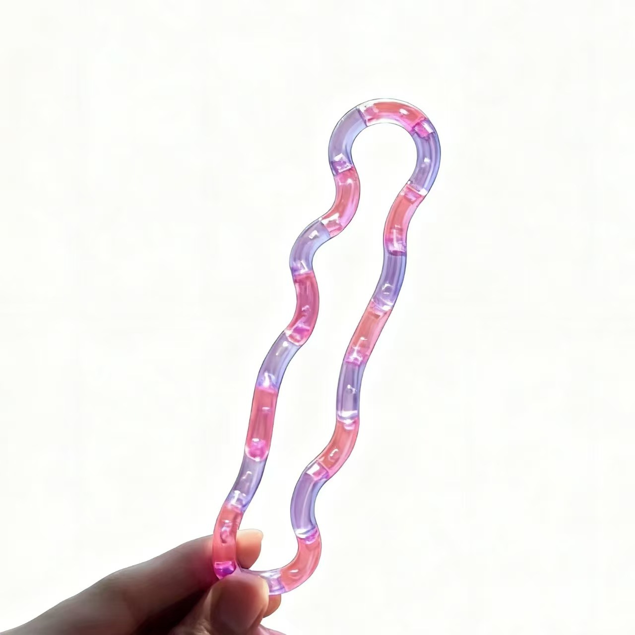 Crystal transparent double color twist bag-purple pink
