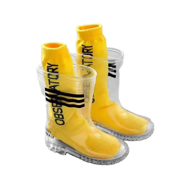 Fashion Accessories Kids PVC Transparent Versatile Kids gumboots Rain Boots Waterproof Non-Slip Clear Color Cheap Rain Boots