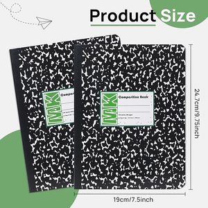 Kompozisyon defteri toplu geniş yönetilen Comp kitap iş için 9-3/4x7-1/2 100 sayfa dergi okul ofis malzemeleri için siyah - Product Image 5