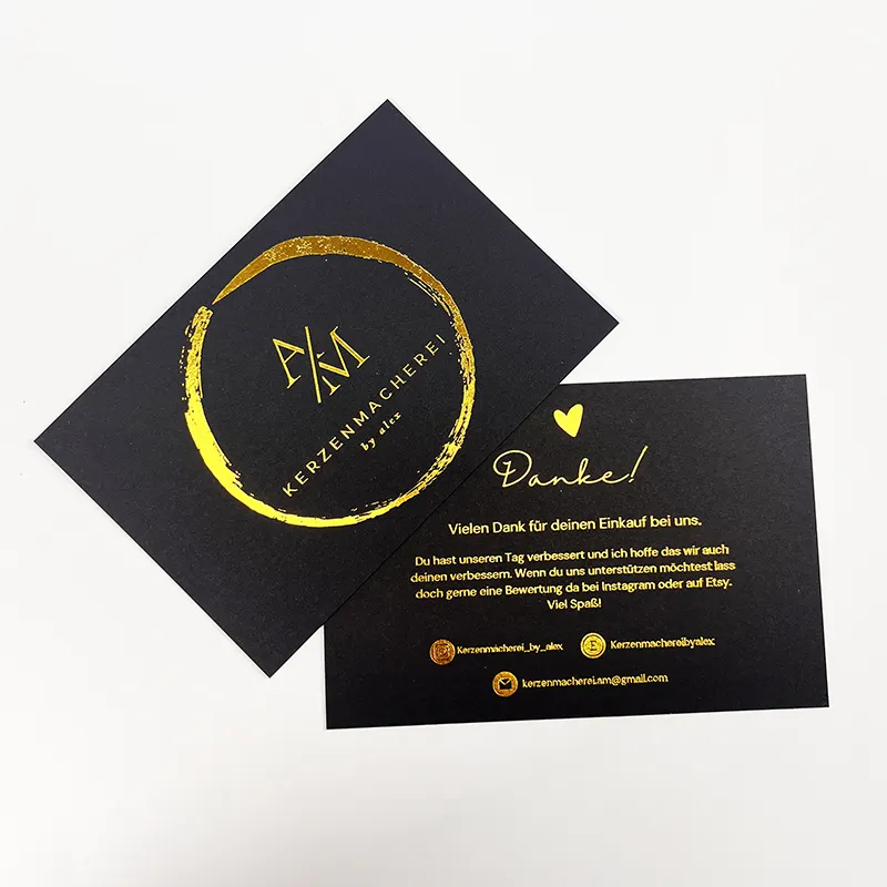 Carte de visite personnalisée de luxe de qualité supérieure avec logo déjoué en or carte postale publicitaire carte de remerciement de promotion d'entreprise