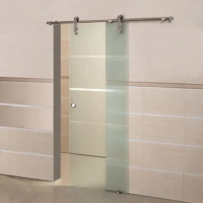 Modern Waterproof Graphic Design 304 Stainless Steel Profiles Interior Sliding Doors Aluminum Alloy Double Tempered Glass Door