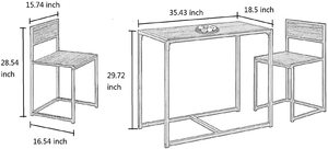 <strong>3</strong>-Piece <strong>Table</strong> and Chair <strong>Set</strong> - Small Space Compact Dining Bar <strong>Table</strong> <strong>Set</strong> for Kitchen Living Room Dinette Coffee Dining Industrial - Product Image 6