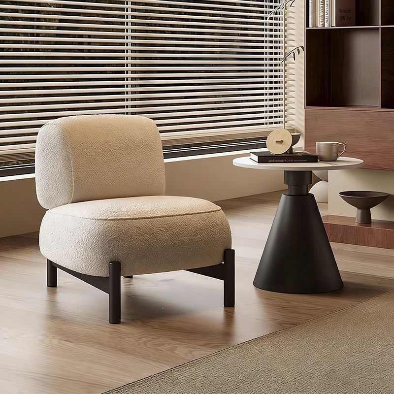 Fauteuil individuel en laine d'agneau blanche - sans coussin