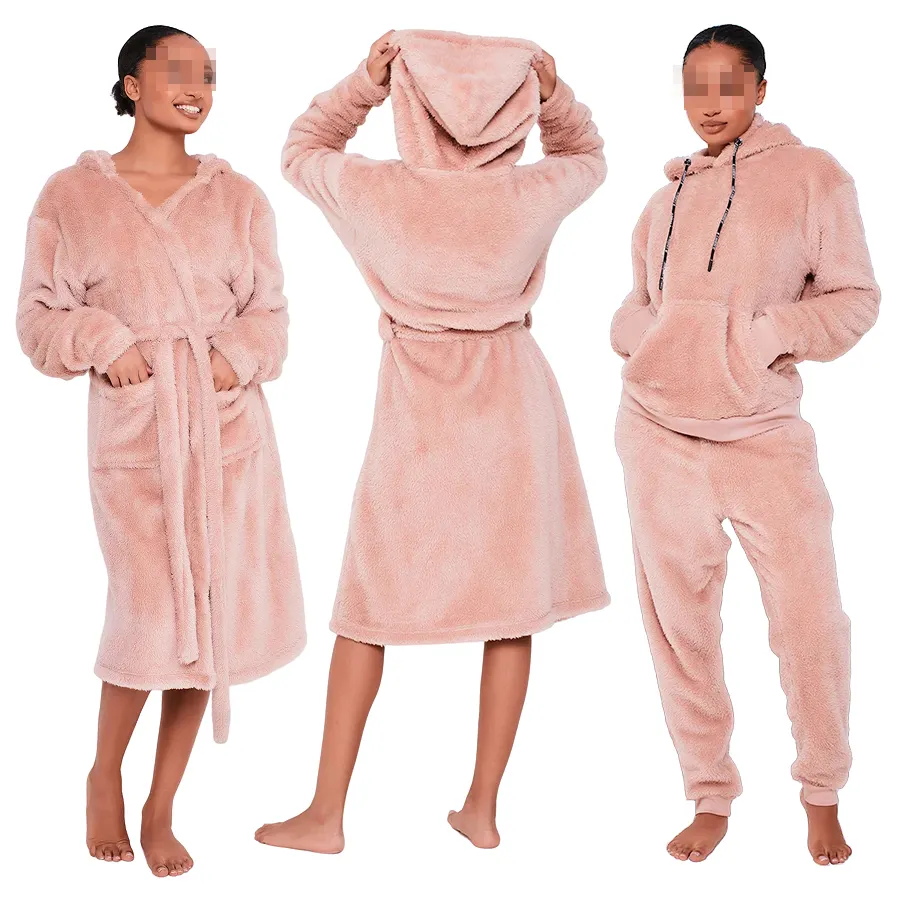 Hot Night Sexy Bedroom Dress For Woman Winter Fleece Pyjamas Women Designer Pajamas Fuzzy Bathrobe Flannel Robe Femme