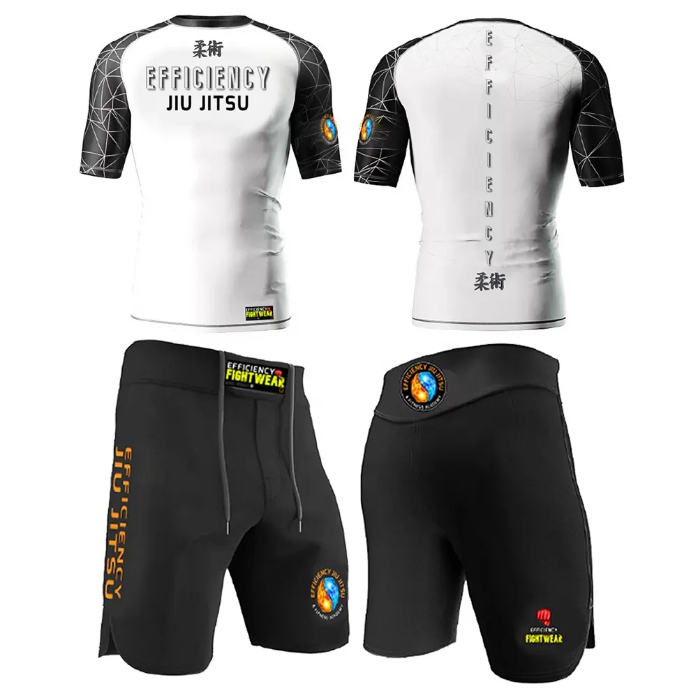 Bjj mma rash guard pantaloncini mma personalizzati personalizzati set rashguard con pantaloncini