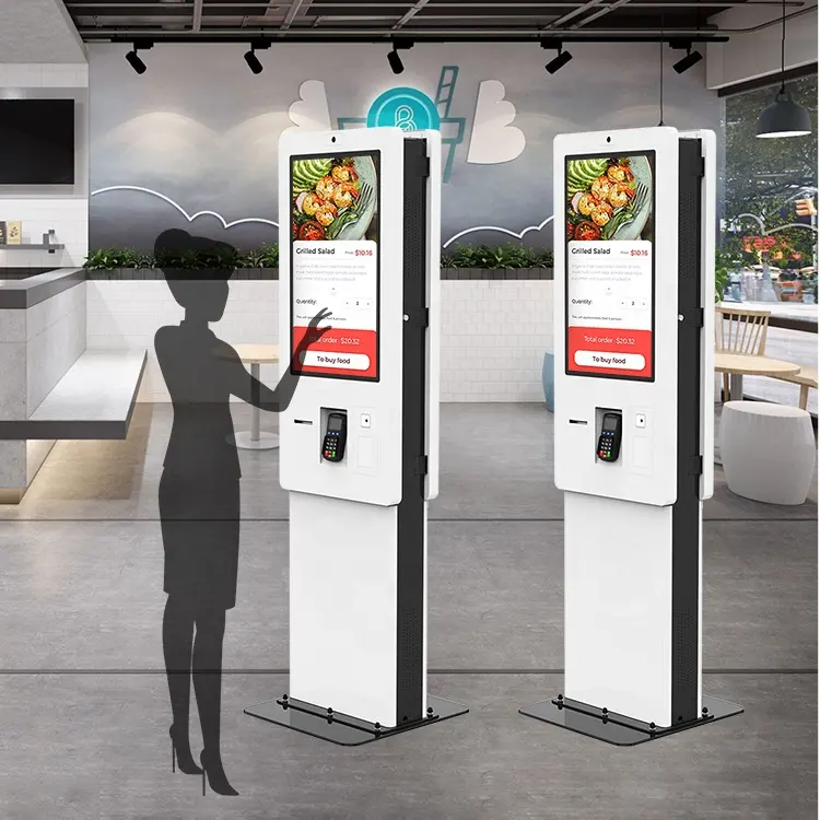 Quiosque de autoatendimento interativo para pedidos de comida de chão de 32 polegadas para restaurantes