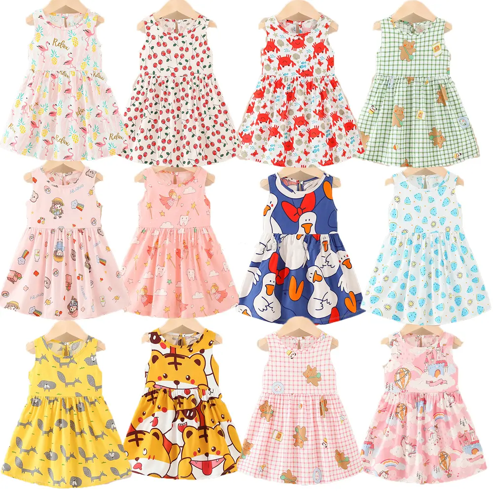 Thailand Style Summer 1-5 years Baby Girl cheap Floral Dress for Kids Baby Infant Flower Loose Dress Kids Girl Casual Clothes