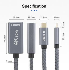投影适配器电缆4K USB3.1Gen2 10Gbps 4K 60HZ USB 3.1类型-C M至HDMI F投影仪适配器 - Product Image 2
