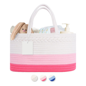 New Arrival <strong>Multi</strong> <strong>Function</strong> Casual Outdoor Travel Handmade 100% Cotton Rope Baby Changing <strong>Table</strong> Diaper Organizer Storage Basket - Product Image 2