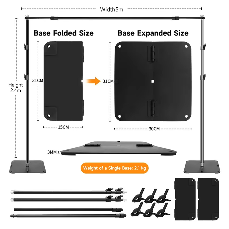 Support de fond 2.4*3 m (plaque de base pliante carrée)