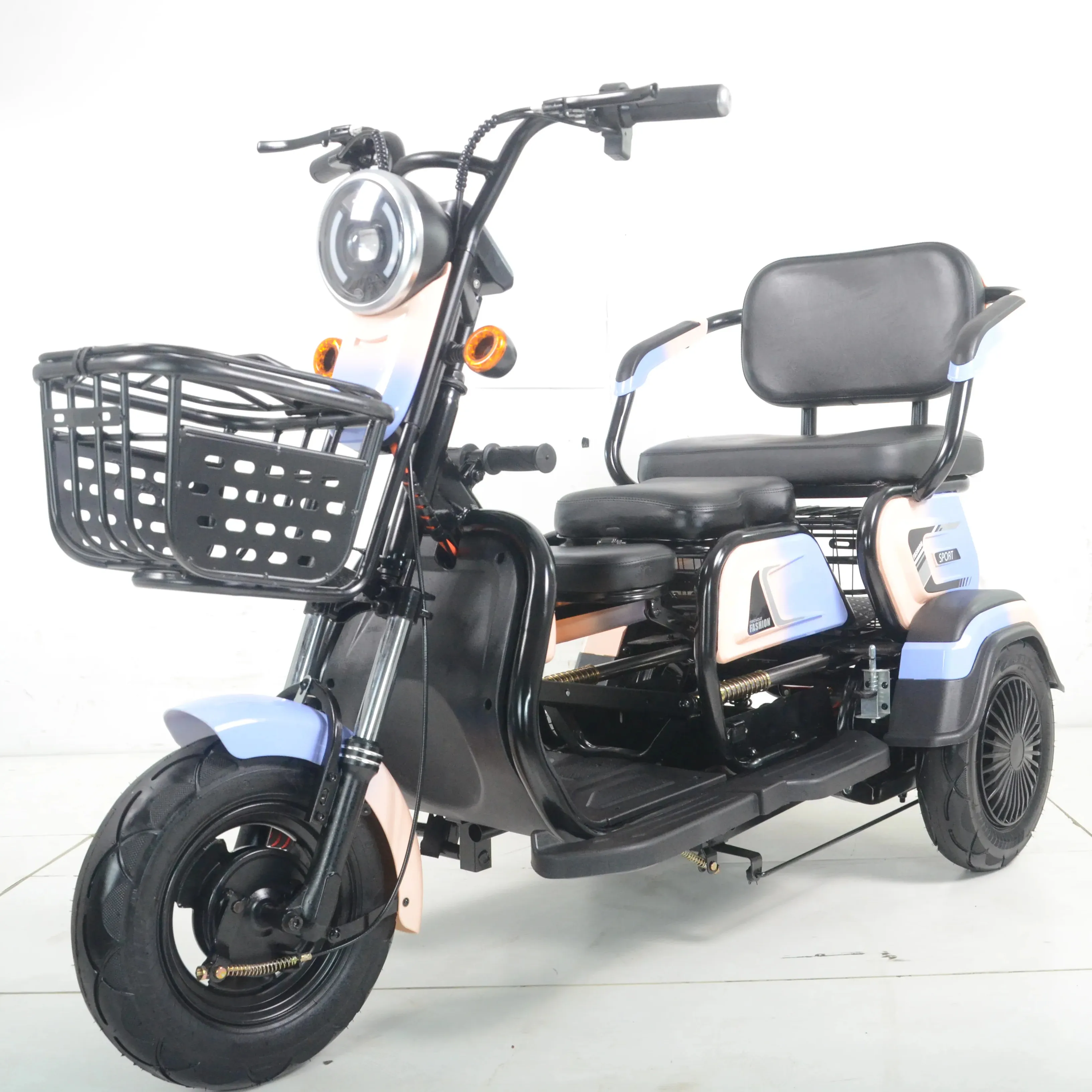 Triciclo eléctrico de tres ruedas Elder 800W, patinete pequeño para el hogar, triciclo eléctrico ajustable de tres asientos