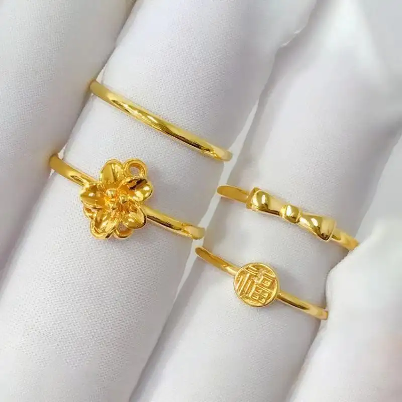 Роскошный модный чехол из настоящего чистого 24 каратного золота ювелирные кольца для женщин, с цветочным узором на танкетке; Женские свадебные туфли-лодочки с обручальных колец для женщин