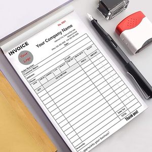 受注帳、中小企業向けの2部構成のノーカーボン販売請求書、段ボール付きレシートブック - Product Image 2