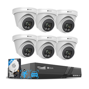 4COVR 6Pcs 5MP Revolver PoE Kamera NVR Kits AI Mobile App CCTV-Sicherheits system 2,8mm Eingebautes Mikrofon Audio 30m LED Array Nachtsicht