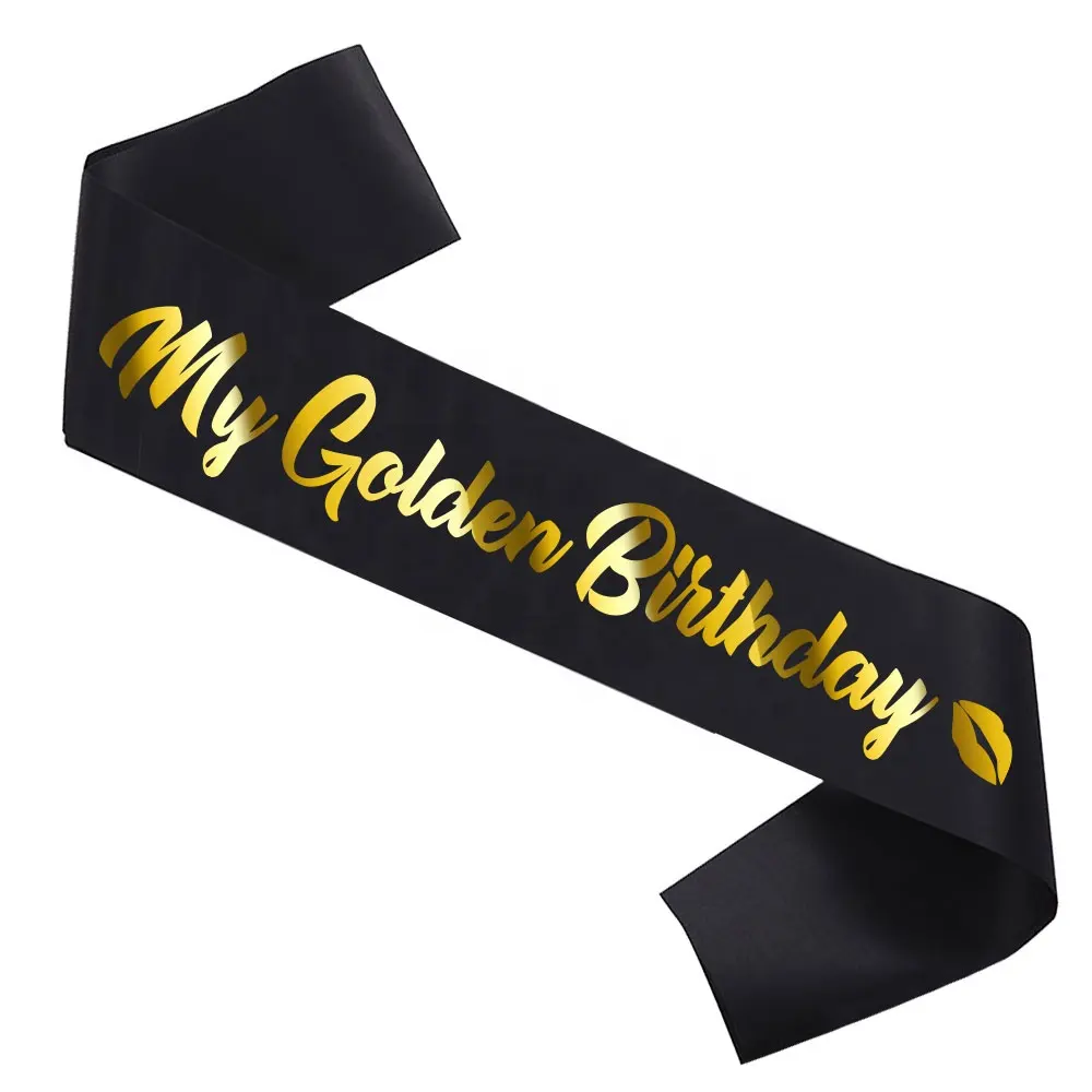 Decorazioni di compleanno dirette ETSY MY GOLDEN birthday black satin sash for girl BIRTHDAY party
