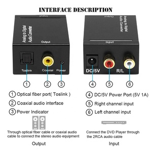 Xput-Convertidor de señal de Audio analógico a Digital, Adaptador convertidor de señal de Audio Coaxial Spdif de fibra óptica