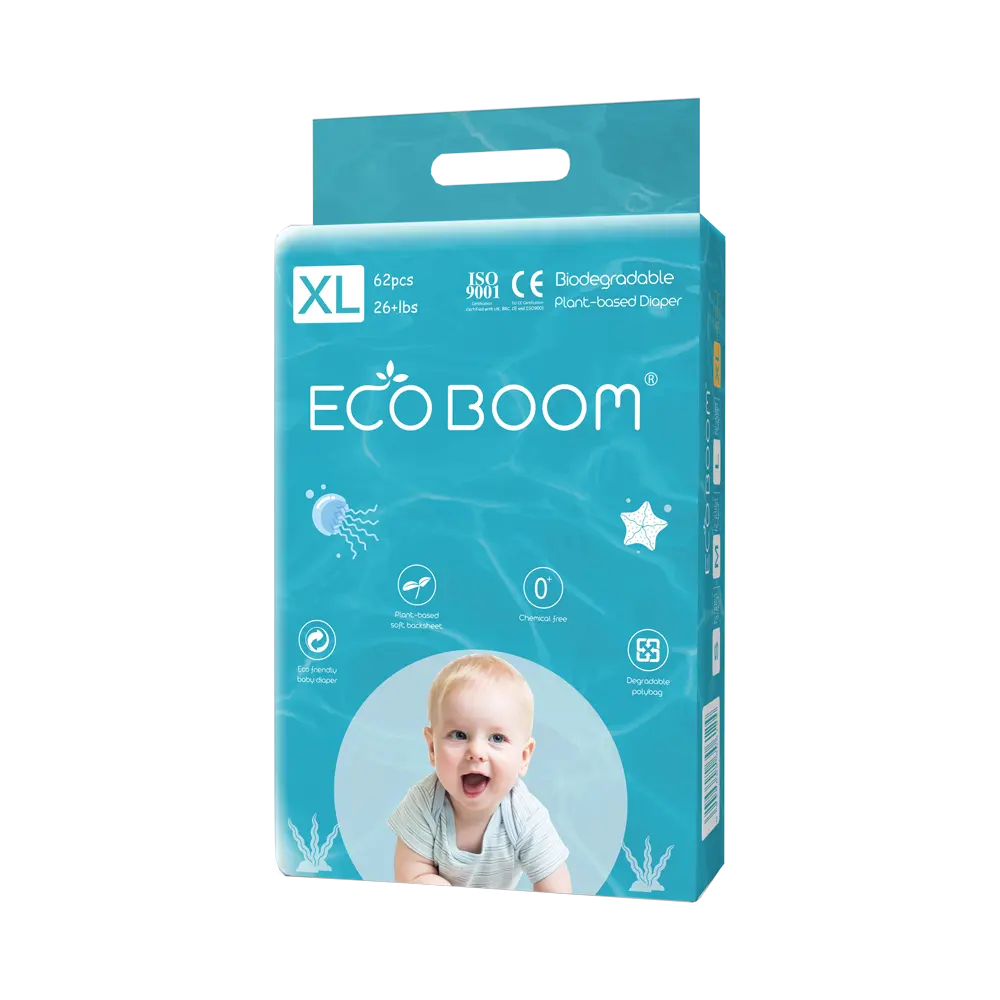 ECO BOOM ผ้าอ้อมเด็ก XL ขนาด750มล.,ผ้าอ้อมผ้าอ้อมเด็กสีขาวแบบใช้แล้วทิ้งระบายอากาศได้