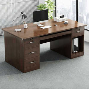 Mesa de ordenador de escritorio con acabado natural simple con estantes Estación de trabajo de escritorio de oficina para uso en hoteles a la venta - Product Image 4