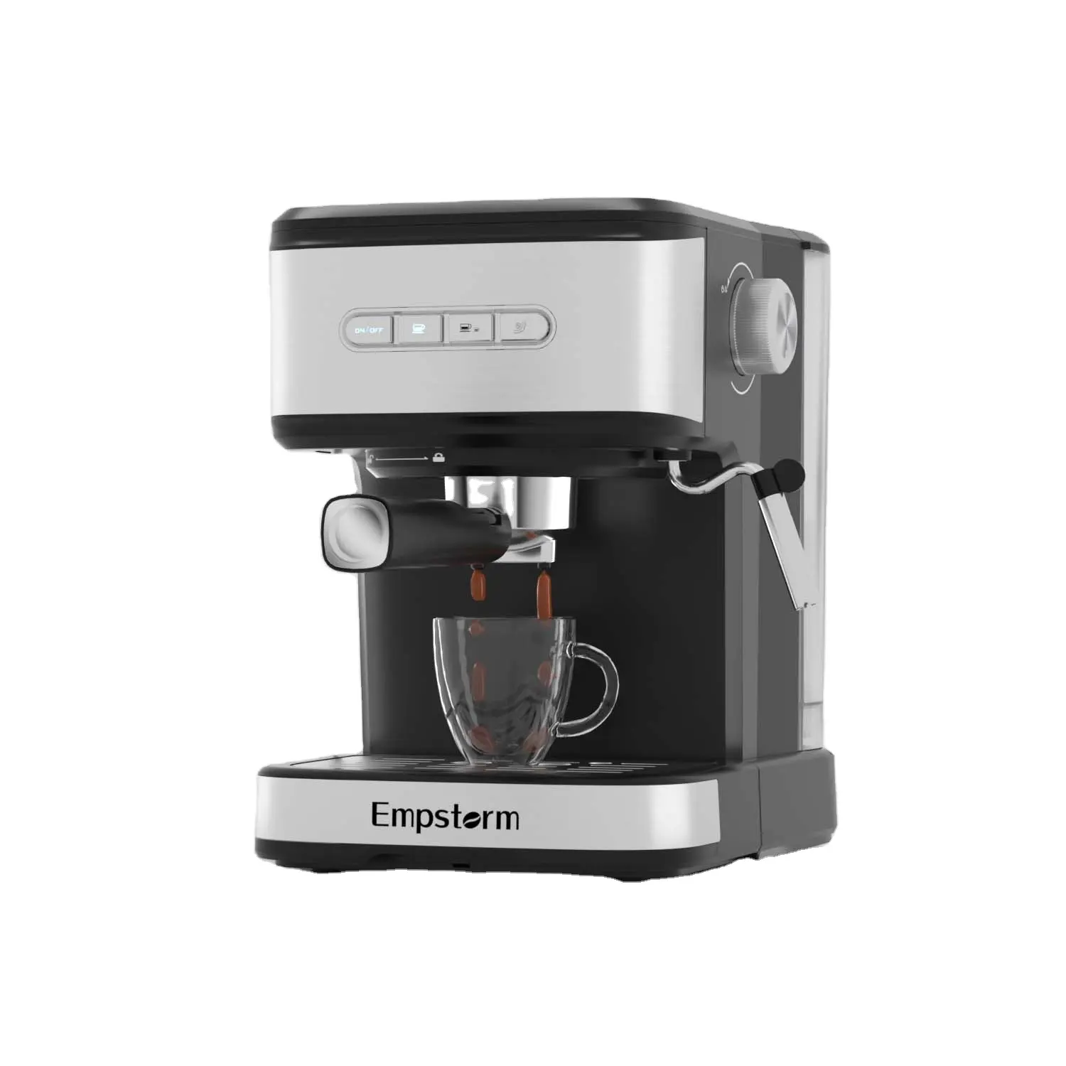 Empstorm 20 Bar Coffee Maker 2 in 1 Espresso Machine with Milk Steam Wand Powder and Capsule Filter Makes Cappuccino Coffee