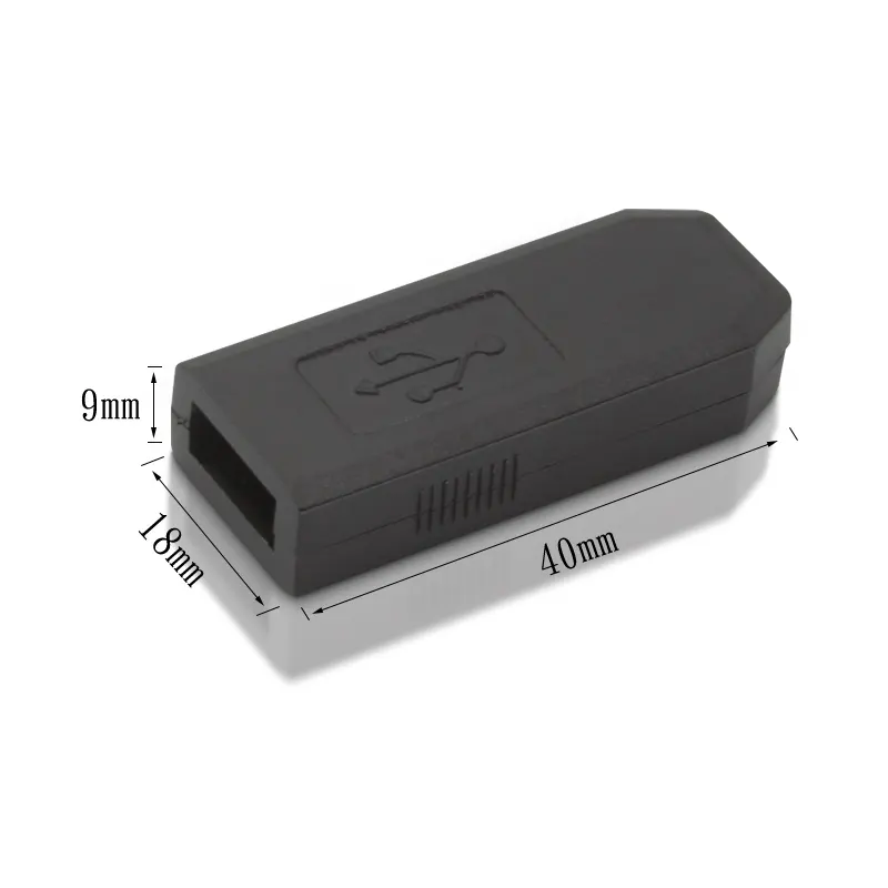 กล่องเชื่อมต่อ USB พลาสติก ABS ขนาด40x18x9มม. กล่องหุ้มกล่องรับสัญญาณไร้สาย USB สีดำแบบกำหนดเอง