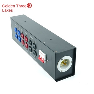 US 6-Way 15A110V Gauge Socket Power <strong>Distributor</strong> Box 32A 5-Core <strong>Input</strong> Portable Small Copper/ABS Material Distribution Box