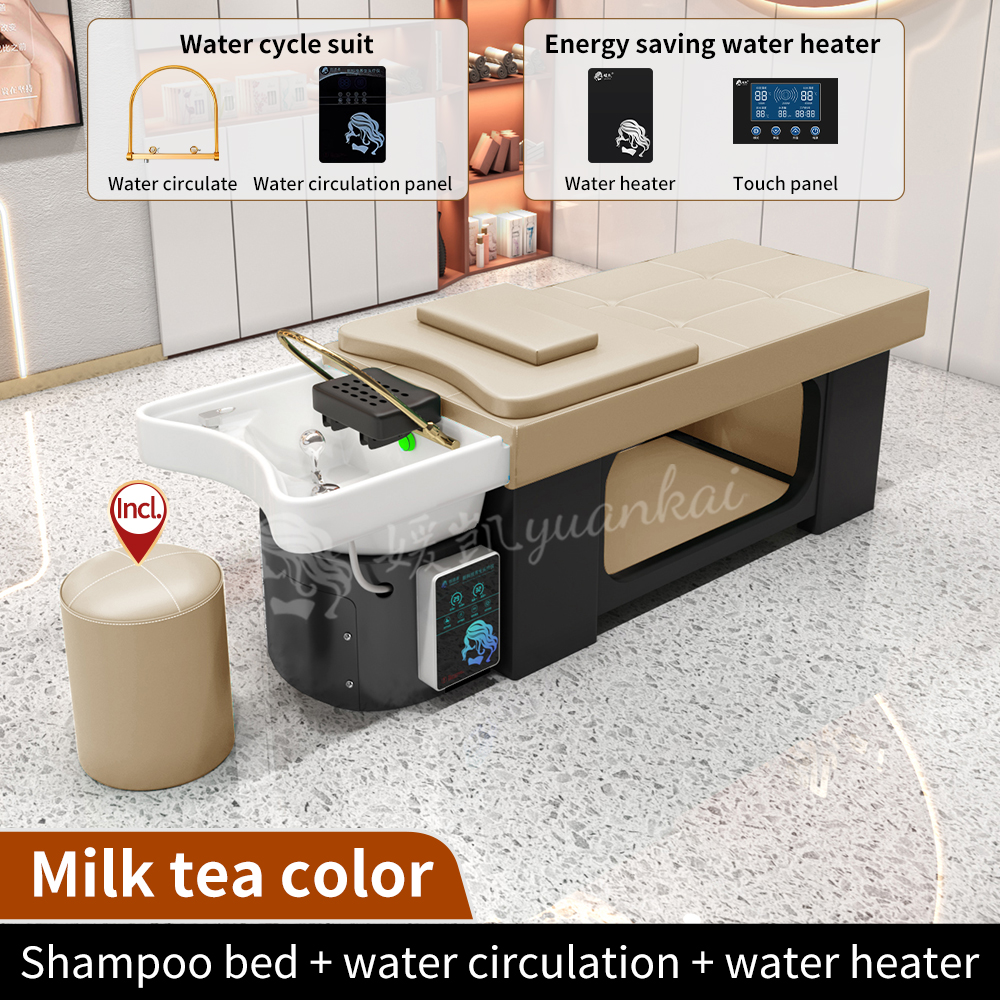 Lit de shampooing + circulation d'eau + chauffe-eau