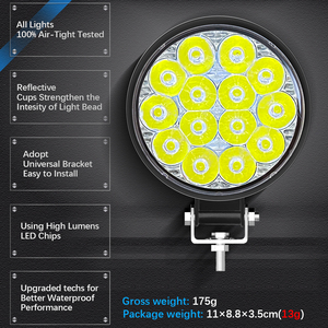 ハイパワーIP68最も明るい13WATVUTVカー4X4トラックドライビングスポットライト12V24VラウンドライトバーオフロードLEDワークライト - Product Image 6