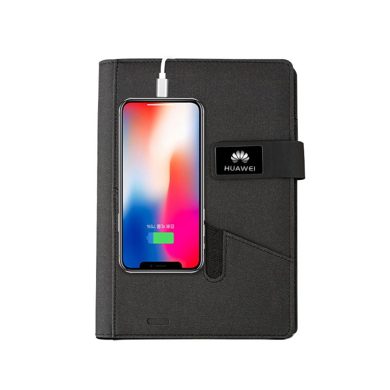 Organizador de cables largos con hebilla negra para power banks de 8000 mAh - negro