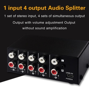 LYNEPAUAIO B063 <strong>1</strong> in <strong>4</strong> Out Audio Signal <strong>Distributor</strong> Stereo Signal Source Audio Splitter Signal <strong>Distributor</strong> - Product Image 4