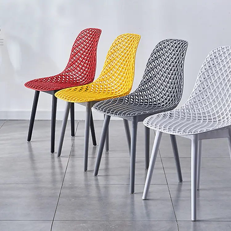 Atacado Nordic Confortável PP material Anti Rugas e Fácil Cuidado PVC Design Plastic Cadeira De Jantar com proteção UV