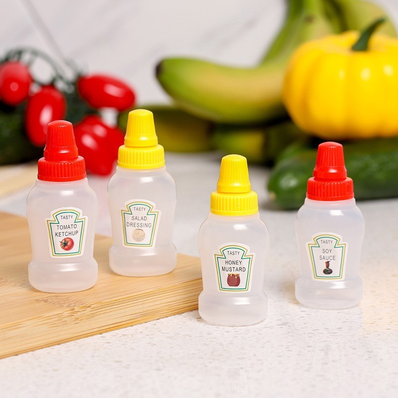 Bouteille compressible - miel + ketchup + sauce soja + vinaigrette - sachet OPP blanc