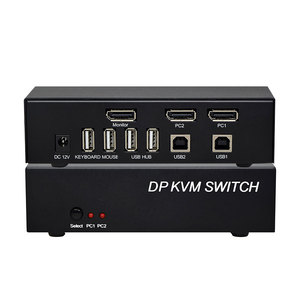 4K @ 60Hz 2端口DP切换器2进1出DP切换器，带KVM USB集线器
