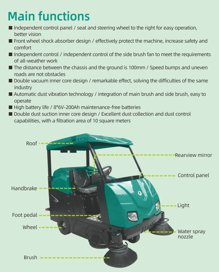 Industrial Commercial Ride on Floor Cleaning Machine Battery Operate Sweeper